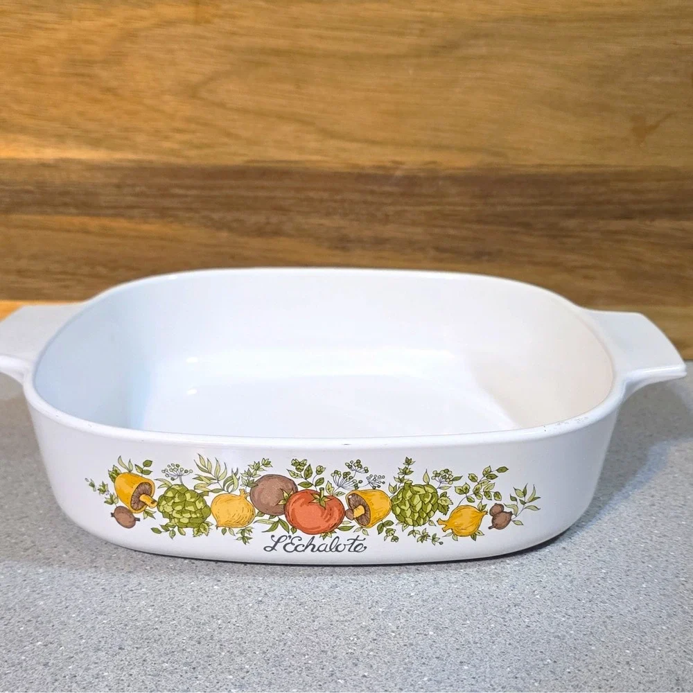 Pyrex CorningWare L'Echalote A-8-B 8x8 Square Casserole Dish White Glass, 2 Qt